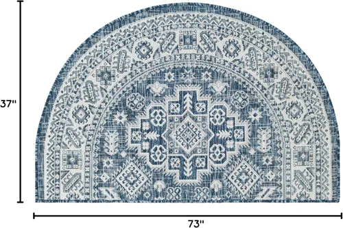 Vista 359 de Unique Loom Outdoor Aztec Collection Alfombra de área, Chalca (7 pies 10 pulgadas, cuadrada, azul/marfil)