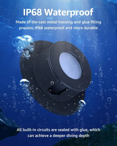 Vista 2 de SUNVIE Luces LED Subacuáticas para Estanque de 3W 3000K Blanco Cálido IP68 Impermeables Luces Subacuáticas para Estanque 12-24V AC/DC Bajo Voltaje