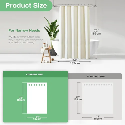 Vista 535 de Cortina de ducha de tela Dynamene verde oscuro - Cortinas de baño de tela de nido de abeja texturizadas resistentes, juego de cortinas de baño