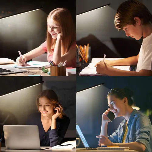 Vista 8 de Lámpara de escritorio LED con cargador inalámbrico, puerto de carga USB, luz nocturna, 5 modos de color, 10 niveles de brillo, lámpara de lectura