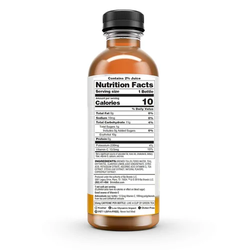 Vista 3 de Bai Té helado, limón de Tanzania, superté con infusión de antioxidantes, elaborado con té real (té negro, té blanco), botellas de 18 onzas líquidas