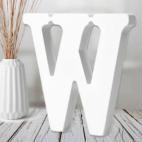 Vista 23 de AOCEAN Letras de madera blanca de 6 pulgadas, letras de madera sin terminar para decoración de pared, letras de pie, rebanadas, decoración