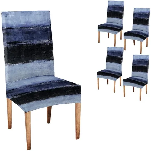 Vista 79 de TOMWISH Fundas para Sillas De Comedor 6, Fundas para sillas de comedor, pintura de arte abstracto, funda extraíble elástica de elastano para silla
