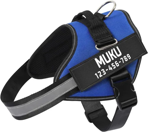 Vista 8 de MUMUPET - Arnés para perro guía, fácil de poner y quitar, arnés de chaleco para mascotas, reflectante 3M, transpirable y fácil de ajustar, con mango