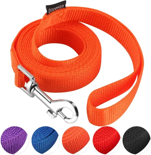 Vista 53 de AMAGOOD 6 pies de correas para cachorros/perros, correa de estilo tradicional resistente con gancho de cuello fácil de usar, correa para perros Negro