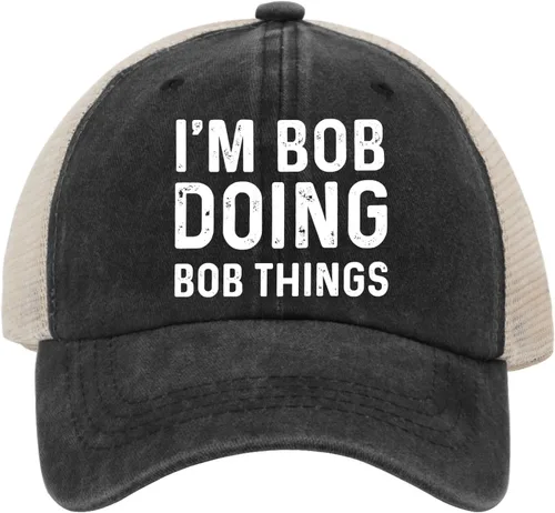 Vista 9 de Im Bob Doing Bob Things - Sombrero de camionero para hombre, sombrero de malla vintage para verano Azul marino-11