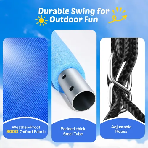 Vista 4 de Trekassy Columpio de platillo con marco para niños al aire libre, juego de columpio de 440 libras con soporte de metal resistente para patio