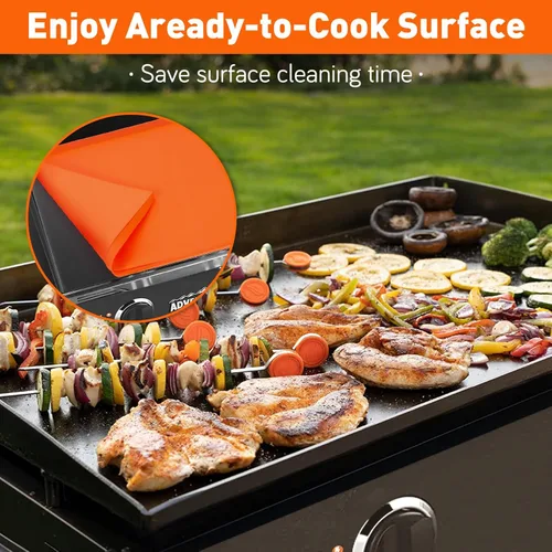 Vista 6 de Wohbay Alfombrilla de silicona de grado alimenticio de 28 pulgadas para superficie de plancha, accesorios de parrilla Blackstone, protector