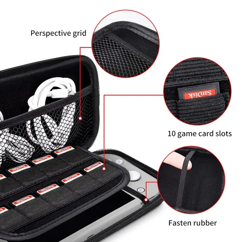 Vista 2 de DLseego Carrying Case for Nintendo Switch Lite, Newest Design Portable Travel Carrying Case 4 in 1 Accessories Kit with 1 Pcs Glitter Case, 2 Pcs
