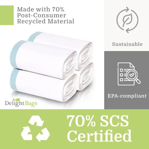 Vista 3 de Bolsas de basura compatibles con Simplehuman Code H, 200 unidades, ecológicas, con cordón blanco, fabricadas en los Estados Unidos con un 70%