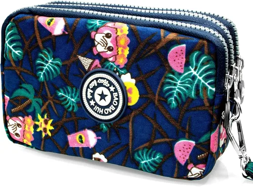 Vista 7 de BIAOTIE Cartera de pulsera de gran capacidad, Bolso de mano de nailon impreso impermeable para mujer