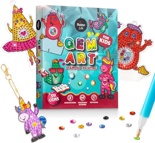 Halmolife Kit de arte de diamantes para niños, kit de arte y manualidades de pintura de gemas para edades de 6 a 12 años, regalos para niños y niñas