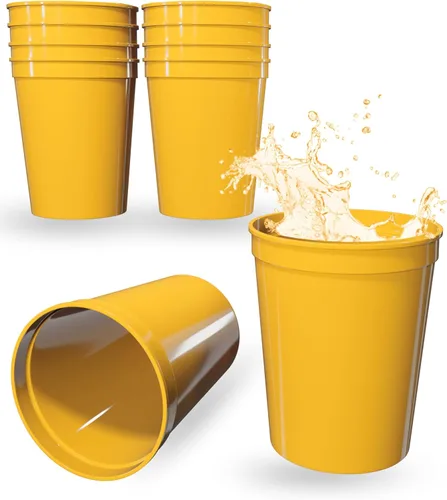 Vista 24 de PartyPrints Paquete de 10 Vasos de Plástico Rojos Reutilizables en Blanco de 16 oz, Vasos de Estadio a Granel – Sin BPA, Seguros para Lavavajillas