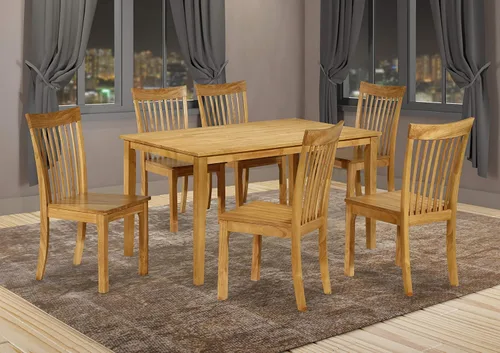 Vista 6 de Kings Brand Furniture - Mesa rectangular Kurmer de madera maciza para comedor, roble natural