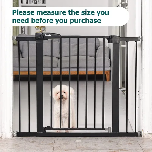 Vista 5 de BABELIO Puerta de metal para bebé, extensión negra de 2.75 pulgadas, puertas para bebés extra anchas para escaleras y puertas, puerta para niños