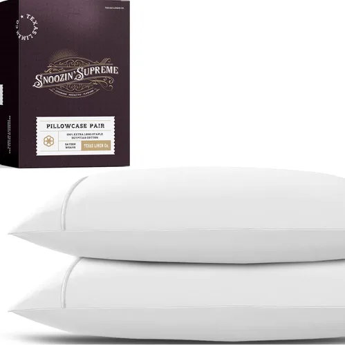Vista 11 de TEXAS LINEN CO. Juego de 2 fundas de almohada tamaño queen de 100% algodón egipcio - Serie 2000 de lujo, fundas de almohada estándar/tamaño queen