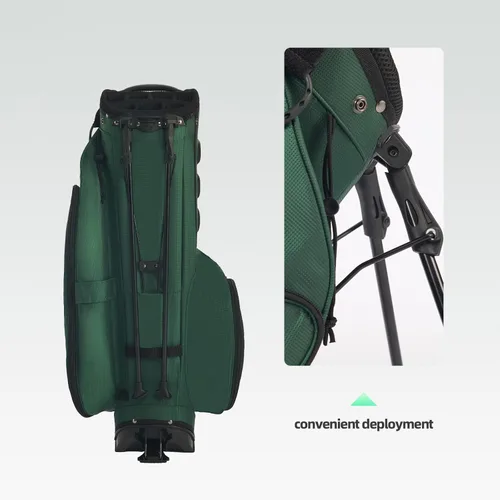 Vista 5 de Bolsa de golf ligera con soporte con divisores de longitud completa de 14 vías, 7 bolsillos con cremallera y cubierta para la lluvia, con asas