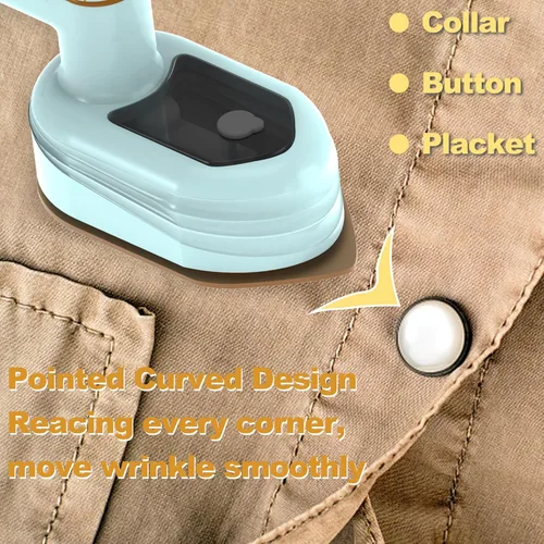 Vista 7 de Mini Travel Iron for Clothes, 180° Rotatable Portable Handheld Steam Iron, Foldable Small Size Steamer Ironing Machine with Dry & Wet Ironing for