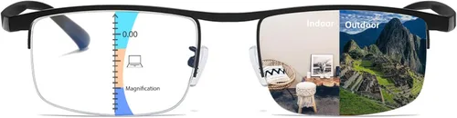 Gafas de lectura fotocrómicas progresivas multifocales con transición de luz anti-azul Lectores multifocales Gafas de sol transparentes