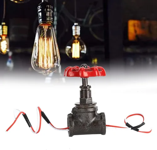 Vista 4 de Garosa Válvula de luz steampunk con válvula de parada de 1/2 pulgada, interruptor de luz retro con cable para tubería de agua, luz de mesa vintage