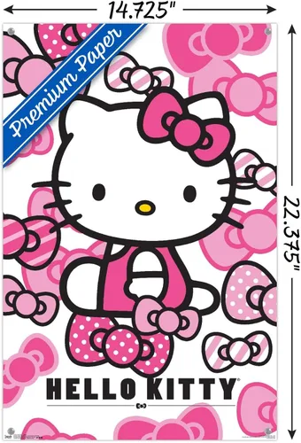 Vista 3 de Trends International Hello Kitty - Póster de pared con lazos y alfileres, 14.725 x 22.375 pulgadas