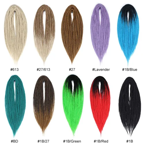 Vista 5 de Kraler Extensiones de Rastas Azules de Doble Extremo de 18 Pulgadas, 20 Hebras Sintéticas DE Extensiones de Rastas Hechas a Mano, Estilo de Rastas