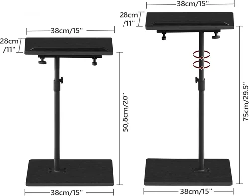 Vista 3 de MAHANCRIS - Mesa de bandeja para TV, mesa de bandeja para el apoyabrazos del sofá, mesa auxiliar ajustable en altura con giro de 360°, mesa lateral