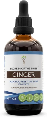 Vista 6 de Secrets of the Tribe Tintura de jengibre Extracto sin alcohol, jengibre (Zingiber officinale) raíz seca 2 oz
