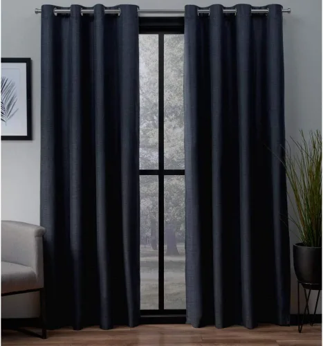 Vista 8 de Exclusive Home London - Par de paneles de cortinas opacas con ojales en la parte superior, de lino texturizado, 54 x 63 pulgadas, gris paloma