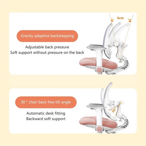 Vista 35 de FCD Escritorio ergonómico de madera de altura ajustable para niños con silla, mesa de dibujo, estación de computadora, estantería integrada