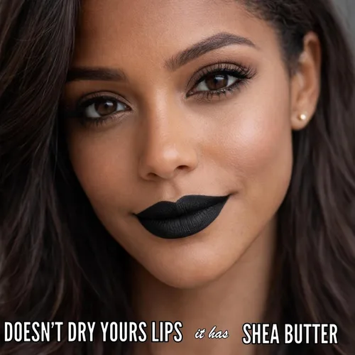 Vista 5 de Mynena Juego de lápiz labial líquido negro mate y delineador – Cobertura completa impermeable de larga duración A prueba de manchas vegano sin