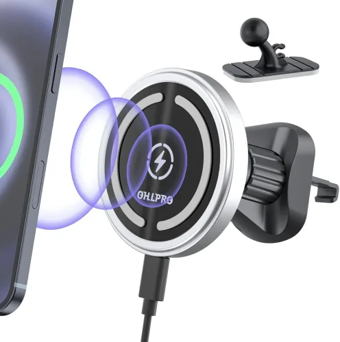 Vista 9 de OHLPRO Cargador de coche MagSafe para iPhone, cargador inalámbrico para coche, soporte magnético para teléfono para iPhone 17 Pro Max 16 15 14