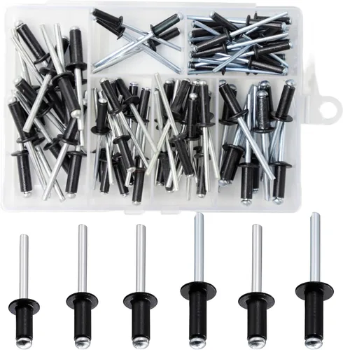 Vista 10 de Wensilon (150 unidades) Remaches ciegos profesionales de aluminio de 1/4"x1/2", 6.5X13mm Agarre de aluminio y mandril de acero