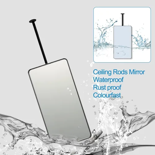 Vista 5 de Espejo rectangular cuadrado montado en el techo, moderno espejo de maquillaje para baño, transparente y práctico para dormitorio, sala de estar