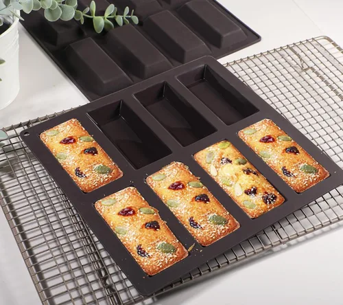 Vista 5 de Webake Financier - Molde de silicona para magdalenas de 8 cavidades, molde antiadherente para galletas, galletas, utensilios para hornear al horno