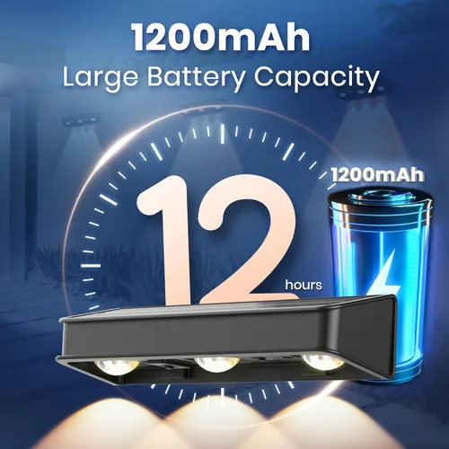 Vista 9 de AUDERWIN Luces solares para valla, luces solares de pared de 1200 mAh al aire libre, impermeables IP65, LED para el exterior del patio trasero