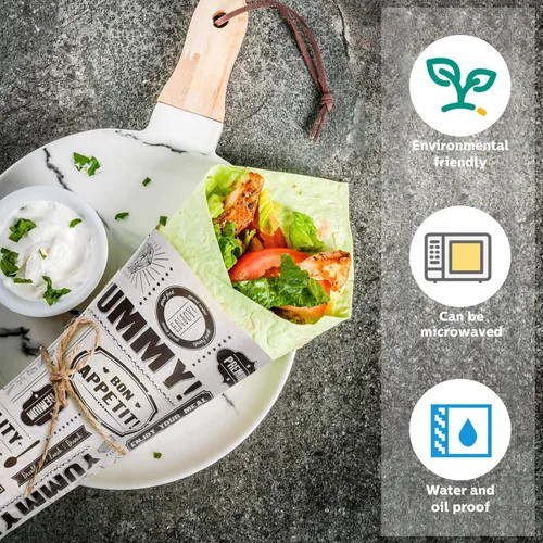 Vista 3 de Chinco 150 hojas de papel de cera de papel de periódico, papel de envoltura de alimentos, resistente a la grasa, forro impermeable para envolver