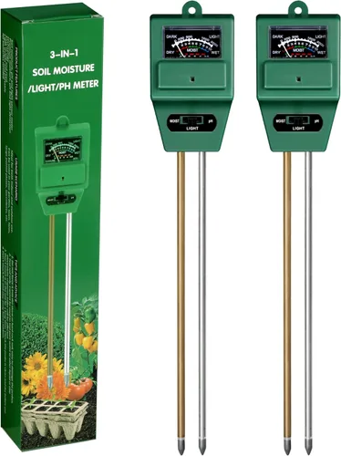 Vista 16 de iPower - Kit 3 en 1 de prueba de suelo, medidor de humedad/luz/pH para plantas de interior, jardín, césped, granja, ideal para uso en interiores