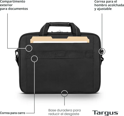 Vista 5 de Targus Classic Slim Laptop Bag - Ergonomic Briefcase and Messenger Bag - Spacious Foam Padded for Laptops and Under