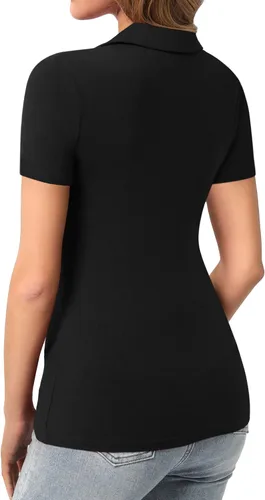 Vista 3 de HERLOLLYCHIPS Camiseta tipo polo de manga larga con cuello en V y botones para mujer