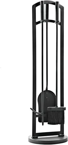 Vista 7 de ROYUMI Pantalla de chimenea en forma de árbol con herramientas, estufa de leña con puertas, accesorios de hierro forjado, cepillo, póker, pala