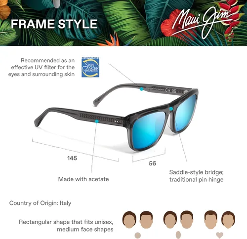 Vista 6 de Maui Jim Gafas de sol rectangulares polarizadas S-Turns para hombre y mujer