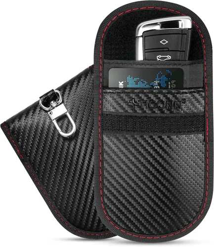 Vista 19 de TICONN Paquete de 2 Bolsas Faraday para Llavero, Protector de Jaula Faraday de 3.25"X4.75", Bloqueo de Señal RFID para Automóvil, Bolsa Antirrobo