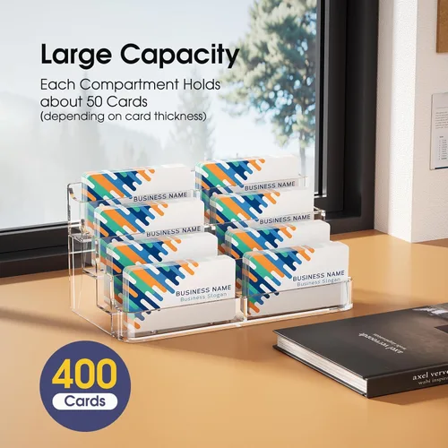 Vista 2 de MaxGear Tarjetero acrílico para escritorio, múltiples tarjeteros de visita, soporte de tarjetas premium para espacio de trabajo, soporte