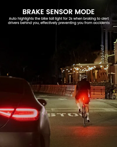 Vista 7 de RAVEMEN TR150/TR250 Bike Tail Light, 280° Visible Bike Rear Light with Brake Detection and Auto On Off Feature, 3 Mounting Options