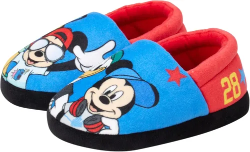 Disney Boys Mickey Mouse Slippers Cozy Plush Fuzzy Slippers Non-Slip Non-Skid Slippers for Boys ToddlerLittle Kid