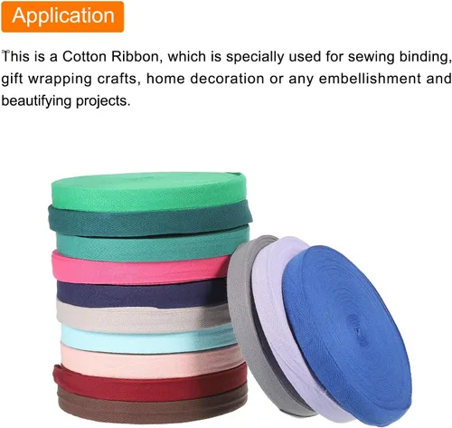 Vista 3 de PATIKIL Cinta de sarga de algodón de 1 pulgada, 50 yardas, cinta de algodón, cinta de encuadernación al bies, cinta de espiga para costura, Verde