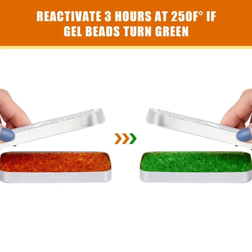 Vista 3 de Paquete de 6 deshumidificadores de gel de sílice de 1.41 oz (1.41 oz), desecante naranja a verde, reutilizable, indicador, desecante, absorbente