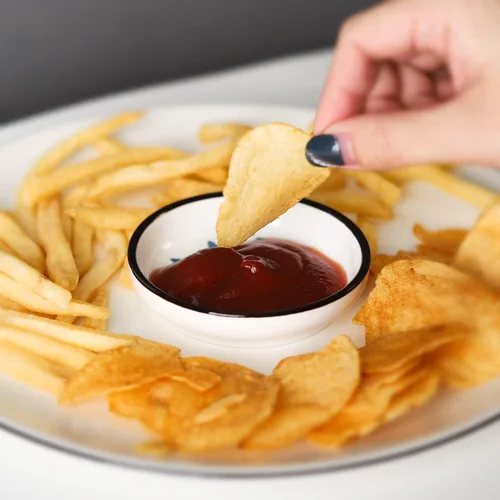 Vista 5 de Juego de 6 platos de salsa de soja de cerámica, cuencos de salsa de soja para sushi, plato para servir de 3.5 pulgadas, juego de vajilla