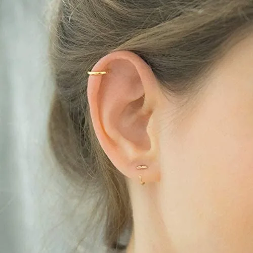 Vista 5 de Aretes de barra pequeña para abrazar, aretes de abrazo